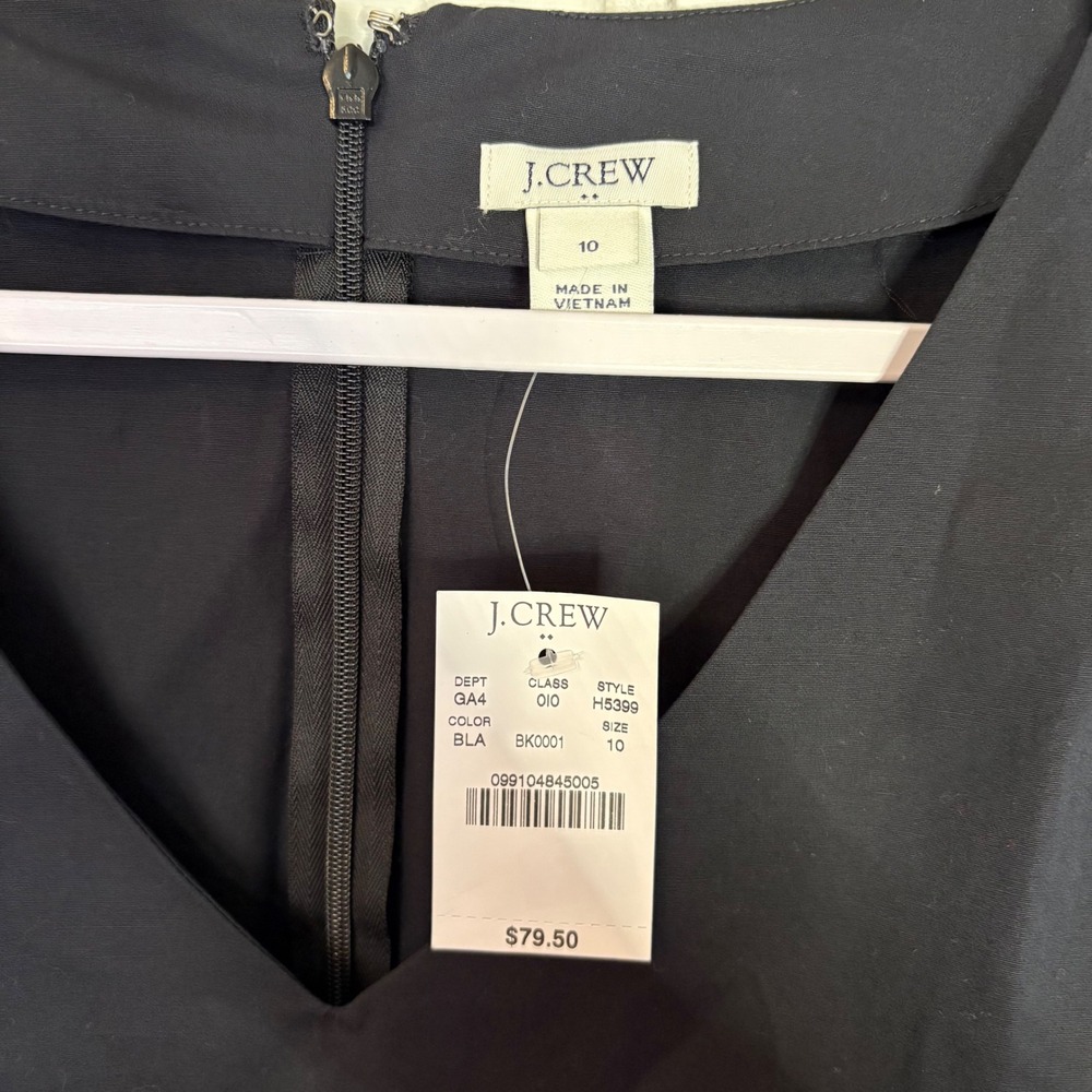 NWT J. Crew Ruffle Sleeve Black Dress Women's Size 10 - Picture 4 of 6